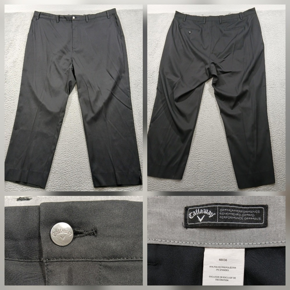 Callaway Optimum Performance Golf Pants Mens 48x36 Black Stretch Flat Front EUC